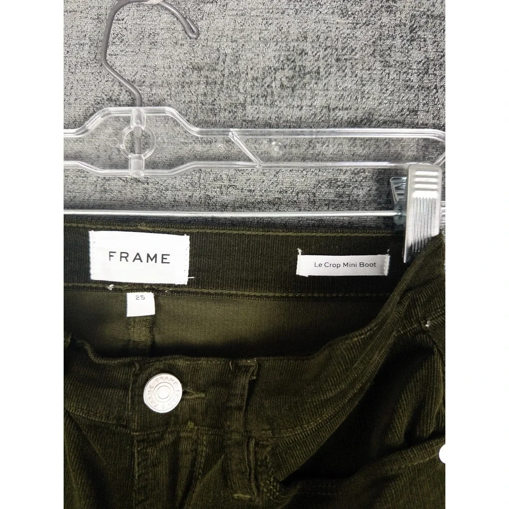 Frame‎ Le Crop Mini Boot Corduroy Jeans Womens 25 Green Solid Cut Off